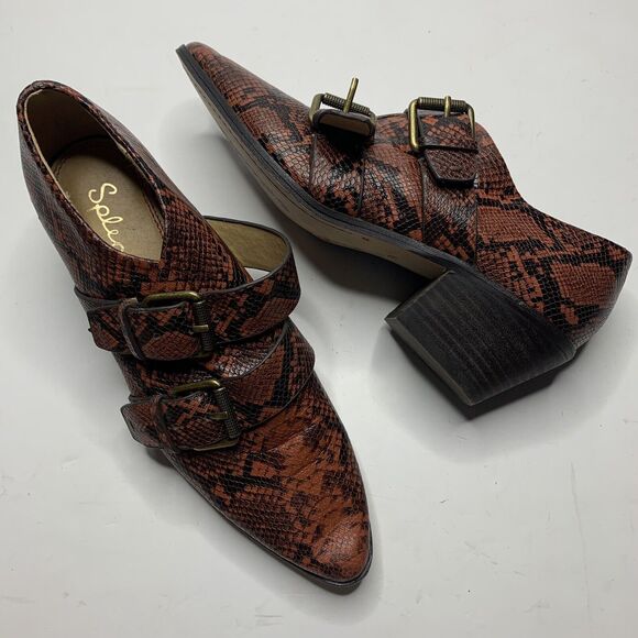Splendid Carla Brown Snake Print Buckle Bootie Women’s Size 7.5 - Picture 1 of 9